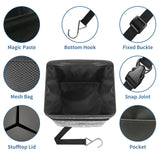 Collapsible Car Trash Bin With Lid, Leakproof Storage Bag, Mesh Side Pocket