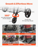 Jumbo Folding Grocery Cart with Double Baskets 360 Swivel Wheels Large Capacity Utility Cart for Shopping