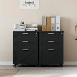 3-Drawer Rolling File Cabinet with Lock - Wooden Mobile Filing Cabinet for Home Office