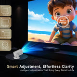 Android 11 WiFi6 BT5.4 Mini Outdoor Movie Projector with Air Mouse