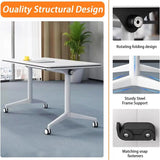 Folding Conference Table Bussiness Conference Room Tables with FlipTop Design amp Silent Wheels Portable