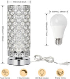 Crystal Table Lamp Touch Control Accent W/ Silver Lamp Shade For Kitchen