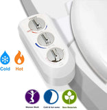 Toilet Seat Bidet with Self Cleaning Dual Nozzle, Hot and Cold Water Spray Non-Electric Mechanical