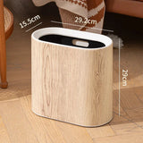 Faux Wood Grain Trash Can Slim Lid Large Capacity Bin For Bathroom Narrow Spaces Living