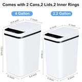 2 Pack 12L & 18L Bathroom Automatic Trash Can Touchless Motion Sensor Garbage Can with Lid for Bedroom