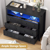 6 Drawer Dresser with Lights and Open Space for Bedroom, Closet