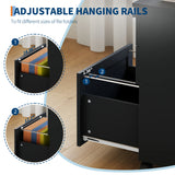 3 Drawer Rolling File Cabinet with Lock & Casters, Wooden Mobile Storage Organizer Printer Stand