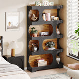 Tribesigns 71" Tall Bookcase, 4-Tier S-Shaped Bookshelf, Wood Decorative Storage Shelving