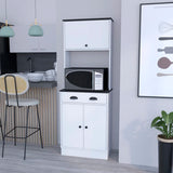 Pantry Cabinet Microwave Stand Warden, Kitchen, White/Black