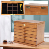 Wooden Gift Cabinet Jewelry Storage Box with Mirror and Lock for Jewelries