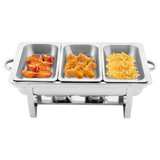 3 Pan Food Warmer, Stainless Steel Chafing Dish Buffet Set, Rectangular Catering Warmer