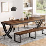 Rectangular Dining Table for 6-8, 78 inch Large Farmhouse Dinner Table