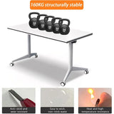 Large Meeting Podcast Table, 47.3 L x 23.6 W x 29.5 H, Wooden Training Table with Metal Legs for Office