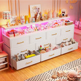 EnHomee 55" Wide Smart Dresser with LED Lights & Power Outlets