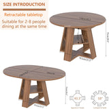 43-59in Extendable Round Conference Table for 4-8, Oval Wooden Meeting Table with Storage Shelf