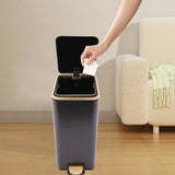 Elegant Black Gold 12L Step Trash Can with Secure Lid and Touch-Free Foot Pedal