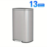 us13 Gallon Trash Can, 5L/30/50 Liter Kitchen Garbage Can Fingerprint Proof Stainless Steel with Removable Inner Bucket And Hinged Lids, Pedal Rubbish