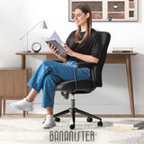Black Leather Office Desk Chair with Wheels and Arms, Height Adjustable,