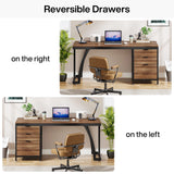 Tribesigns Computer Desk with 3 Drawers, 59-Inch PC Desk with Reversible Drawers, Industrial Study Writing Table Workstation