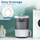 Mini Portable Washing Machine for home, apartment, dorms and RV use; durable grey plastic