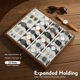 24 Slot Watch Box Organizer with Removable Pillows for Men Women, Home