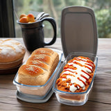 Large 1800ml Glass Loaf Pan Set 2pcs with Lid Oven Safe Baking Dish Ideal for Cakes