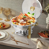 2/4 Pack Chafing Dish Buffet Set, 5QT Buffet Servers and Warmers, Round Catering Warmer with Glass
