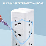 Flat Plug Surge Protector Tower Extension Cord w/ 12 AC Outlets 3 USB Ports