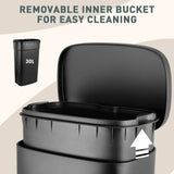 Homfa 30L Stainless Steel Step Trash Can Kitchen Garbage Can W/ Soft Close
