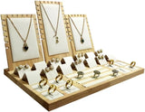 Wooden Jewelry Display Stand Set Storage Rack for Necklace Pendant Ring
