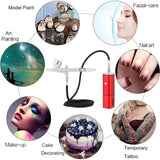Portable Cordless Airbrush Kit with Rechargeable Compressor and AutoStop Dual Action Airbrush Pen for Barbers Model Painting Na