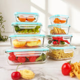 8pcs Glass Food Storage Containers Set Lunch Box Leakproof Airtight Microwave & Oven
