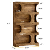 Tribesigns 71" Tall Bookcase, 4-Tier S-Shaped Bookshelf, Wood Decorative Storage Shelving