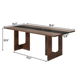 71 Inch Rectangular Dining Table for 6-8 People, Farmhouse Wood Kitchen Table with Wooden Legs