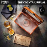 Old Fashioned Smoker Kit - Whiskey Smoker Kit with Smoking Gun Cocktail Smoke Box Food Tray and Wood Chips Apple and Cherry - B