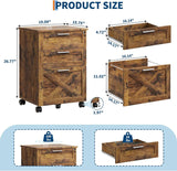 3-Drawer Rolling File Cabinet with Lock - Wooden Mobile Filing Cabinet for Home Office, Under Desk Storage Organizer fits Letter