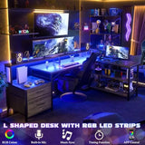 L Shaped Desk with Power Outlet Reversible L Shaped Computer Desk with File Drawer
