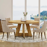 Tribesigns Round Dining Table for 4, 47 Inch Farmhouse Kitchen Table Small Dinner Table Kitchen Dinning Table for Dining Room