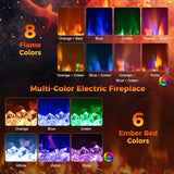 18 Inch Recessed Electric Fireplace Insert with Multi-Color Flame
