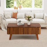 3-in-1 Coffee Table Converts to Dining Table, Walnut Oval Wooden Table