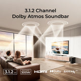 ULTIMEA 3.1.2ch 300W Dolby Atmos Soundbar, with 5.25'' Wired Subwoofer