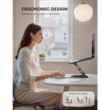 Adjustable Laptop Stand for Desk - 360 Rotating Base Ergonomic Computer Stand Aluminum Laptop
