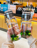 Large Capacity Glass Water Bottle Transparent Milk Juice Cup  for Tour Outdoor Sports