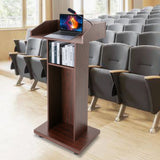 Wooden Lectern Podium Speaker Stand w/ Lockable Wheels| Modern Reception Desk| Speech