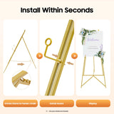 2Pcs Gold Display Easel Stand, Adjustable Photo Frame Holder for Wedding Poster Sign, Heavy Duty