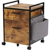 2Drawer Mobile File Cabinet with Wheels Solid Wood Rolling Storage Cabinet