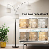 Three-color temperature dimmable three-head floor lamp, full of atmosphere, warm lighting for living room