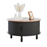 Round Coffee Table Wooden Flip-Top Coffee Table w/ Storage for Bedroom
