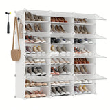 SONGMICS Shoe Rack, 12 Cubes Shoe Organizer With Doors, 48 Pair