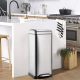 8 Gallon Step Trash Can, Square Fingerprint-Proof Garage